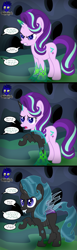Size: 3840x12462 | Tagged: safe, artist:damlanil, imported from derpibooru, starlight glimmer, changeling, pony, unicorn, changeling hive, changeling slime, changelingified, comic, commission, female, hive, horn, implied chrysalis, link in description, magic, mare, mind control, offscreen character, shiny mane, show accurate, solo, species swap, speech bubble, story, story included, text, transformation, transformation sequence, vector, wings