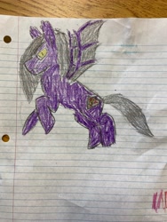Size: 3024x4032 | Tagged: safe, artist:volk204, imported from derpibooru, oc, oc only, oc:moonlight bliss, bat pony, lined paper, solo, traditional art