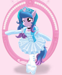 Size: 1600x1920 | Tagged: safe, artist:avchonline, imported from derpibooru, izzy moonbow, pony, semi-anthro, unicorn, ballerina, ballet, ballet slippers, beautiful, bow, canterlot royal ballet academy, clothes, cute, en pointe, g5, gloves, izzybetes, izzyrina, jewelry, moonbowrina, one eye closed, ribbon, tiara, tights, tiptoe, tutu, wink