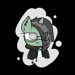 Size: 600x600 | Tagged: safe, artist:nade shigate, imported from derpibooru, oc, oc only, oc:nade shigate, alicorn, hybrid, pony, zebra, zony, pony town, alicorn oc, black background, female, glasses, horn, lazy, minimalist, simple background, solo, wings, zebra oc, zony oc