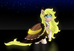 Size: 4095x2874 | Tagged: safe, artist:rolo, imported from derpibooru, oc, oc only, earth pony, pony, 2012, :o, clothes, dress, female, hat, jewelry, mare, necklace, night, open mouth, pocket watch, raised hoof, solo, stars, top hat