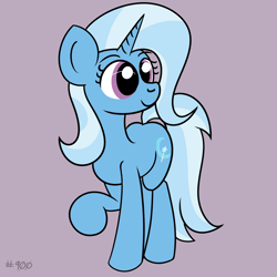 Size: 2000x2000 | Tagged: safe, artist:dafiltafish, imported from derpibooru, trixie, pony, unicorn, cute, diatrixes, female, gray background, looking to the right, mare, raised hoof, simple background, smiling, solo