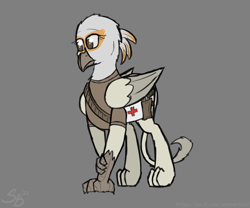 Size: 2400x2000 | Tagged: safe, artist:somber, imported from derpibooru, oc, oc only, griffon, fallout equestria, clothes, fallout equestria: longtalons, female, griffon oc, medic, nurse, solo