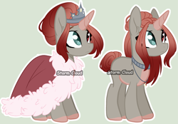 Size: 2999x2088 | Tagged: safe, artist:stormcloud-yt, imported from derpibooru, oc, oc only, pony, unicorn, base used, cloak, clothes, duo, female, heterochromia, horn, jewelry, mare, offspring, parent:fluttershy, parent:king sombra, parents:sombrashy, simple background, tiara, unicorn oc