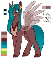 Size: 1353x1491 | Tagged: safe, artist:purplegrim40, imported from derpibooru, oc, oc only, pony, colored hooves, ear piercing, earring, grin, hair over one eye, horn, horn ring, jewelry, magical lesbian spawn, offspring, parent:queen chrysalis, parent:somnambula, piercing, ring, smiling, solo