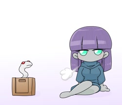 Size: 740x640 | Tagged: safe, artist:batipin, imported from derpibooru, part of a set, maud pie, snake, equestria girls, box, chibi, female, no mouth, no nose, simple background, solo, white background
