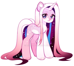 Size: 1024x915 | Tagged: safe, artist:miioko, imported from derpibooru, oc, oc only, pony, unicorn, deviantart watermark, ethereal mane, female, horn, mare, obtrusive watermark, simple background, solo, starry mane, unicorn oc, watermark, white background