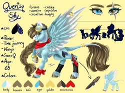 Size: 720x539 | Tagged: safe, artist:querisyart, imported from derpibooru, oc, oc:querisy, pegasus, braid, female, goggles, reference sheet