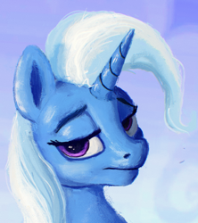 Size: 2048x2307 | Tagged: safe, artist:phutashi, imported from derpibooru, trixie, pony, unicorn, bust, female, high res, horn, lidded eyes, looking at you, mare, solo