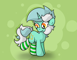 Size: 2553x1978 | Tagged: safe, artist:background basset, imported from derpibooru, lyra heartstrings, pony, unicorn, abstract background, clothes, socks, solo, striped socks