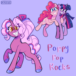 Size: 2048x2048 | Tagged: safe, artist:3ggmilky, imported from derpibooru, pinkie pie, twilight sparkle, oc, oc:poppy pop rocks, pony, unicorn, blank flank, female, horn, lesbian, magical lesbian spawn, next generation, offspring, parent:pinkie pie, parent:twilight sparkle, parents:twinkie, shipping, simple background, solo, twinkie, unicorn oc