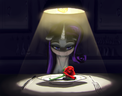 Size: 1736x1360 | Tagged: safe, artist:ciborgen, imported from derpibooru, rarity, pony, unicorn, female, flower, lamp, plate, rose, solo