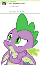 Size: 3000x4923 | Tagged: safe, artist:cloudy glow, edit, imported from derpibooru, spike, dragon, human, the last laugh, male, meme, simple background, sitting, solo, thinking, transparent background, winged spike, wings