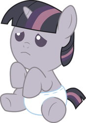 Size: 1280x1825 | Tagged: safe, artist:foxyfell1337, imported from derpibooru, twilight sparkle, pony, baby, baby pony, discorded, discorded twilight, sad, simple background, solo, transparent background, twilight tragedy, younger