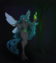 Size: 640x721 | Tagged: safe, artist:skrapbox, imported from derpibooru, queen chrysalis, anthro, changeling, changeling queen, colored, female, solo