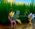 Size: 3000x2500 | Tagged: safe, artist:darky_wings, imported from derpibooru, fluttershy, anthro, breezie, plantigrade anthro, comic:troubles of being breezie, comic, commission, dialogue, feet, female, fluttershy's cottage, garden, giantess, grass, looking at each other, looking at someone, low angle, macro, micro, nail polish, sandals, tiny, toenail polish, toes