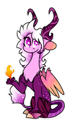 Size: 408x743 | Tagged: safe, artist:goldlines005, imported from derpibooru, oc, oc only, draconequus, hybrid, draconequus oc, fire, interspecies offspring, offspring, parent:discord, parent:princess celestia, parents:dislestia, simple background, solo, transparent background