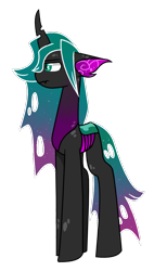 Size: 600x1056 | Tagged: safe, artist:goldlines005, imported from derpibooru, queen chrysalis, changeling queen, alternate design, changeling queen oc, purple changeling, simple background, solo, transparent background