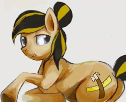 Size: 1937x1576 | Tagged: safe, artist:yidwags, imported from derpibooru, oc, oc:blue collar, earth pony, pony, butt, construction pony, female, lying down, mare, plot, solo