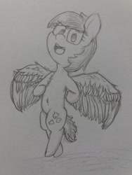 Size: 3096x4128 | Tagged: safe, artist:cherro, imported from derpibooru, oc, oc only, oc:rainy season, pegasus, pony, solo, spread wings, traditional art, wings