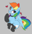 Size: 331x349 | Tagged: safe, artist:pabbley, rainbow dash, pegasus, pony, aggie.io, blushing, clothes, collar, female, heart, looking at you, looking up, mare, open mouth, raised hoof, simple background, sitting, smiling, socks, spread wings, wings