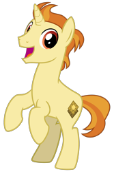 Size: 2000x3000 | Tagged: safe, artist:cheezedoodle96, imported from derpibooru, golden crust, pony, unicorn, .svg available, friendship student, full body, high res, hooves, horn, looking at you, male, open mouth, rearing, show accurate, simple background, smiling, smiling at you, solo, stallion, standing, svg, tail, transparent background, two toned mane, two toned tail, vector