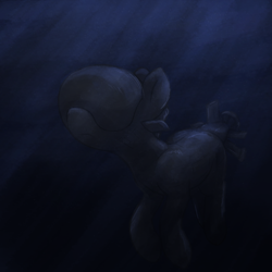 Size: 2500x2500 | Tagged: safe, artist:t72b, imported from derpibooru, oc, boatpony, pony, boat, female, looking up, mare, ocean, solo, submareine, submarine, submarine pony, swimming, underwater, virginia-class, water