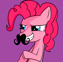 Size: 2479x2419 | Tagged: safe, artist:nolanhero, imported from derpibooru, pinkie pie, earth pony, pony, 2012, facial hair, female, high res, mare, moustache, solo