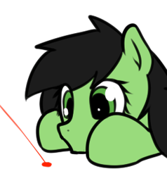 Size: 268x281 | Tagged: safe, artist:neuro, imported from derpibooru, oc, oc only, oc:filly anon, earth pony, pony, behaving like a cat, female, filly, foal, laser pointer, looking at something, simple background, solo, transparent background