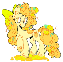 Size: 543x538 | Tagged: safe, artist:bumblesnail, artist:bumblesnail-art, imported from derpibooru, pear butter, earth pony, pony, flower, flower in hair, flower in tail, simple background, solo, tail, transparent background