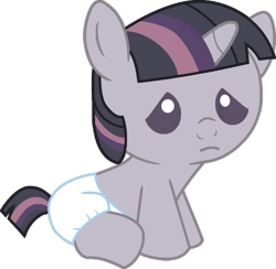 Size: 904x884 | Tagged: safe, artist:foxyfell1337, imported from derpibooru, twilight sparkle, pony, baby, baby pony, discorded, discorded twilight, sad, simple background, solo, transparent background, twilight tragedy