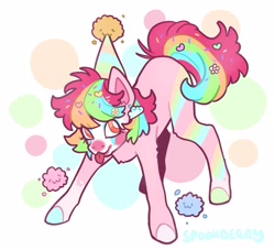 Size: 1253x1139 | Tagged: safe, artist:sp00kberry, imported from derpibooru, oc, oc only, earth pony, pony, :p, clown, cute, hat, makeup, party hat, simple background, solo, tongue out, white background