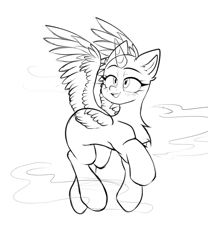 Size: 1000x1200 | Tagged: safe, artist:thieftea, imported from derpibooru, oc, alicorn, earth pony, pegasus, pony, unicorn, any gender, any race, any species, commission, horn, sketch, solo, wings, ych sketch, your character here