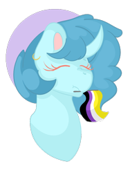 Size: 600x800 | Tagged: safe, artist:birdyboop, imported from derpibooru, oc, oc only, pony, unicorn, bust, ear piercing, nonbinary, nonbinary pride flag, piercing, portrait, pride, pride flag, simple background, solo, transparent background