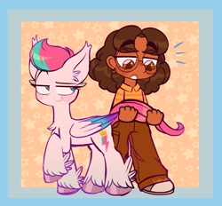 Size: 1573x1458 | Tagged: safe, artist:sidruni, imported from derpibooru, zipp storm, human, pegasus, pony, g5, maitreyi ramakrishnan, pixar, priya mangal, turning red, voice actor joke