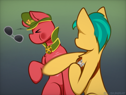 Size: 1024x768 | Tagged: safe, artist:zeroonesunray, imported from derpibooru, hitch trailblazer, sprout cloverleaf, earth pony, pony, duo, g5, male, meme, my little pony: a new generation, slap, stallion, will smith, will smith slapping chris rock