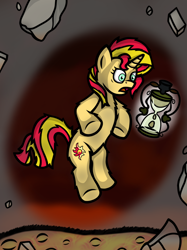 Size: 1024x1366 | Tagged: safe, artist:spinoffjoe, imported from derpibooru, sunset shimmer, pony, unicorn, fanfic:sunset of time, fanfic art, female, fluffy, hourglass, solo, time travel