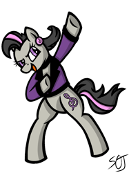 Size: 1024x1366 | Tagged: safe, artist:spinoffjoe, idw, imported from derpibooru, octavia melody, earth pony, pony, reflections, spoiler:comic, bipedal, female, mirror universe, rocktavia, simple background, solo, transparent background