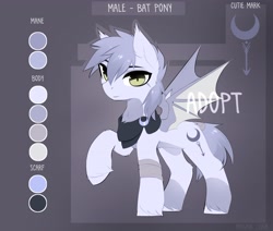 Size: 3981x3369 | Tagged: safe, artist:magnaluna, imported from derpibooru, oc, oc only, bat pony, pony, adoptable, solo