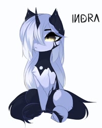 Size: 1253x1578 | Tagged: safe, artist:magnaluna, imported from derpibooru, oc, oc only, oc:indra, pony, unicorn, female, mare, simple background, solo, white background