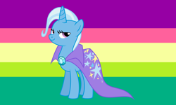Size: 1280x768 | Tagged: safe, artist:urfaveisbigender, imported from derpibooru, trixie, pony, unicorn, drama bait, flag, op is trying to start stuff, solo