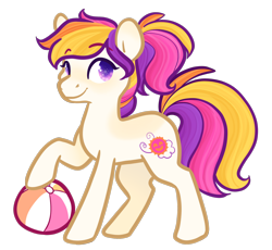 Size: 1280x1179 | Tagged: safe, artist:howdyhorsey, imported from derpibooru, sunny daze (g3), earth pony, pony, ball, beach ball, simple background, solo, transparent background