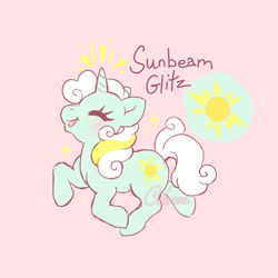 Size: 640x640 | Tagged: safe, artist:celesse, imported from derpibooru, sunbeam, pony, unicorn, adorabeam, cute, eyes closed, female, g1, mare, solo, sparkles