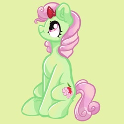 Size: 2048x2048 | Tagged: safe, artist:cupute, imported from derpibooru, florina tart, earth pony, pony, apple family member, bow, female, green background, high res, mare, simple background, solo