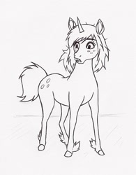 Size: 600x771 | Tagged: safe, artist:shadobabe, imported from derpibooru, oc, oc only, oc:hazel, pony, unicorn, horn, lineart, monochrome, simple background, solo, unicorn oc, white background