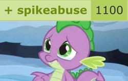 Size: 742x472 | Tagged: safe, editor:spikeabuser, screencap, spike, dragon, the times they are a changeling, 1100, abuse, male, milestone, sad, solo, spikeabuse, teary eyes