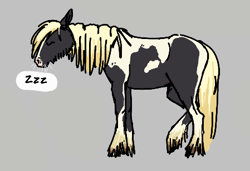 Size: 449x307 | Tagged: safe, oc, oc only, earth pony, pony, aggie.io, eyes closed, female, hoers, lowres, mare, simple background, sleeping, unshorn fetlocks, whiskers