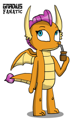 Size: 578x978 | Tagged: safe, artist:gradiusfanatic, imported from derpibooru, smolder, dragon, dragoness, drink, drinking straw, female, mate, simple background, solo, transparent background