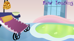 Size: 4096x2304 | Tagged: safe, artist:candy meow, imported from derpibooru, crystal empire, crystal kingdom, crystal spa, legends of equestria, loading screen, no pony, pillow, spa, window