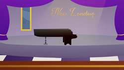 Size: 4096x2304 | Tagged: safe, artist:candy meow, imported from derpibooru, canterlot, cantermore, gall hall, legends of equestria, loading screen, musical instrument, no pony, piano, scene